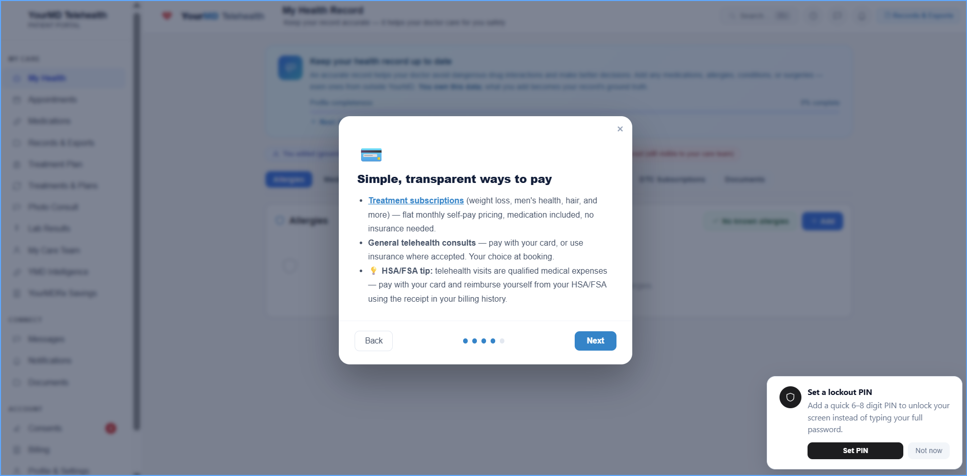 Clear ways to pay — YourMD patient portal