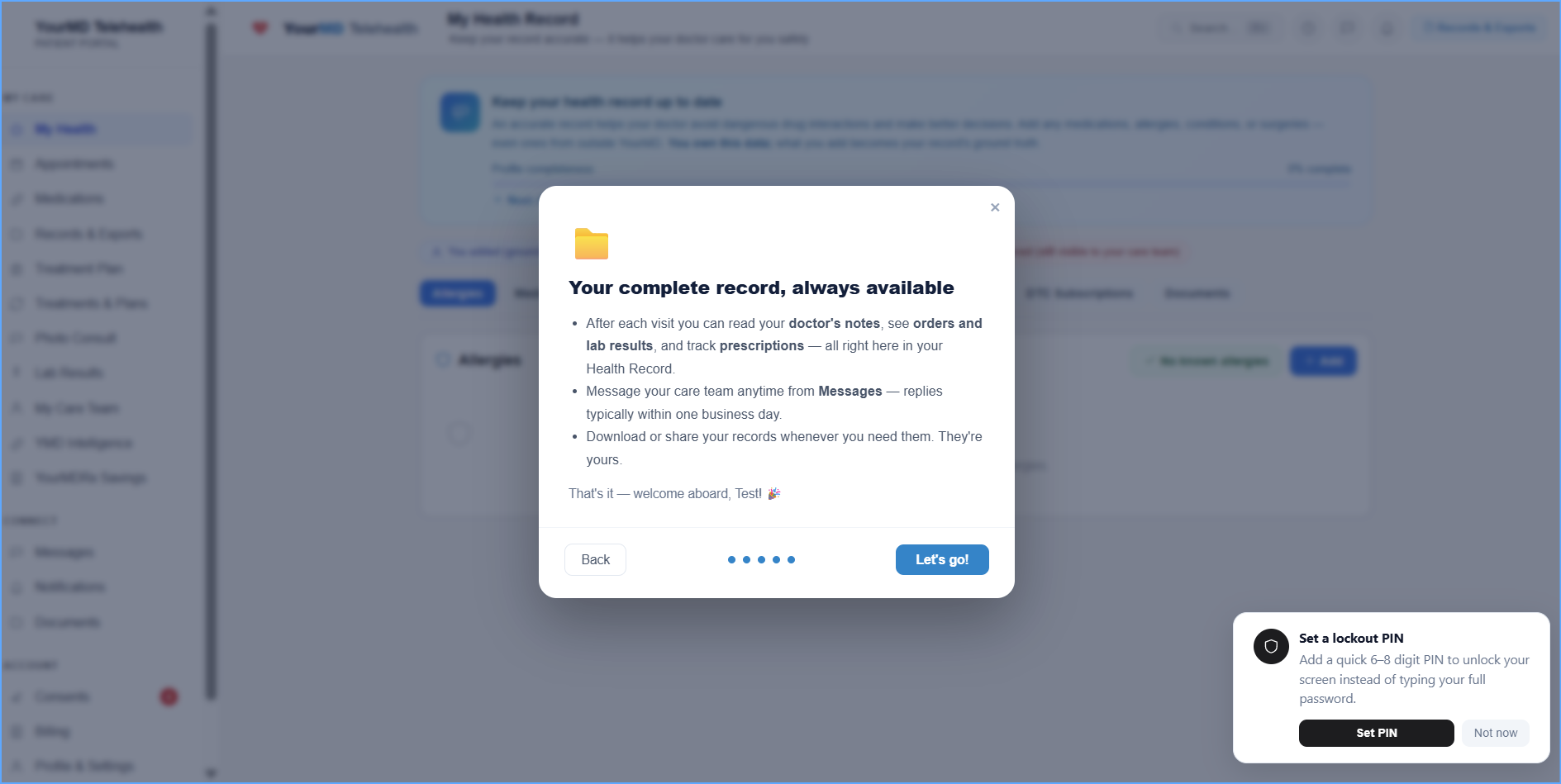 Your complete record — YourMD patient portal