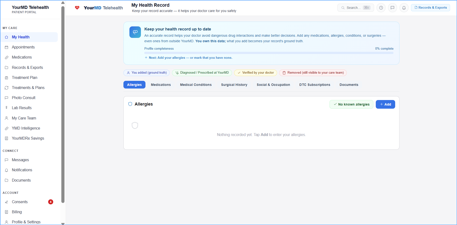You own your record — YourMD patient portal