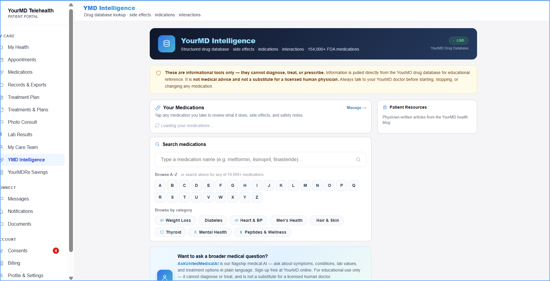 Look up your medications — YourMD patient portal