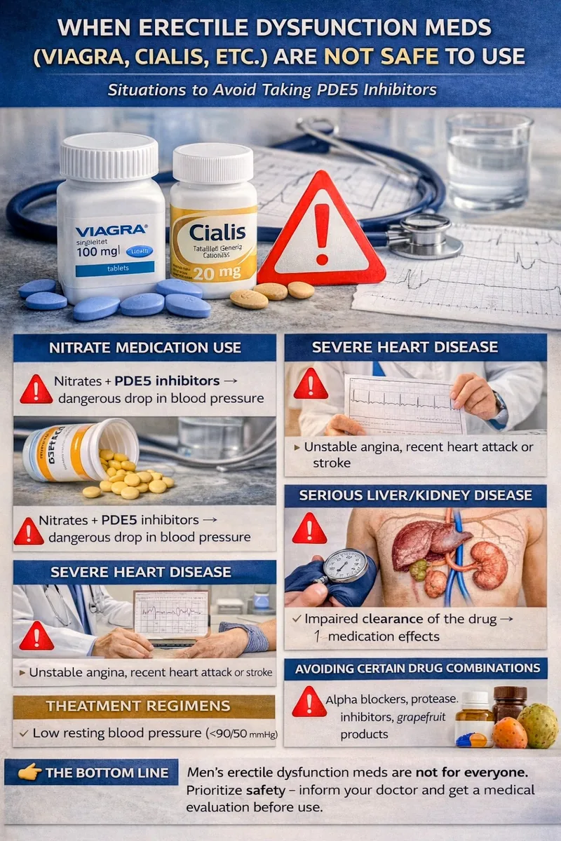 When ED Medications Are NOT Safe to Use infographic