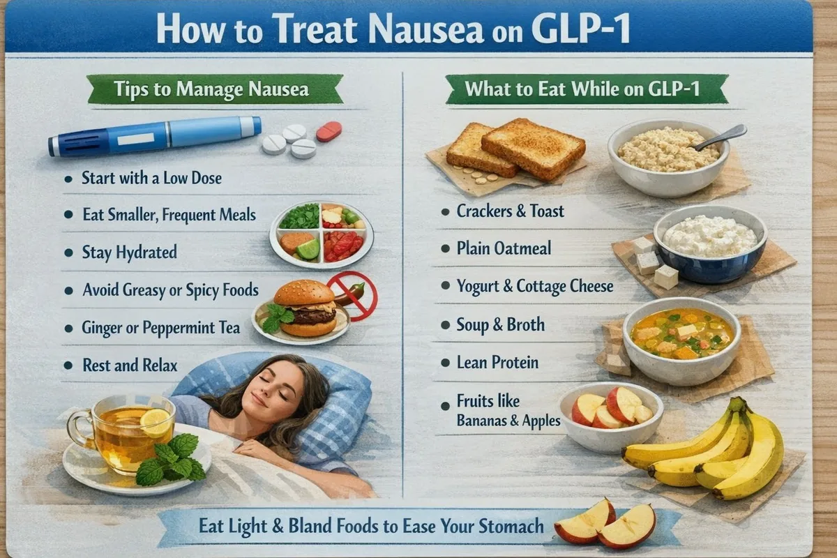 Managing GLP-1 Nausea & Side Effects infographic