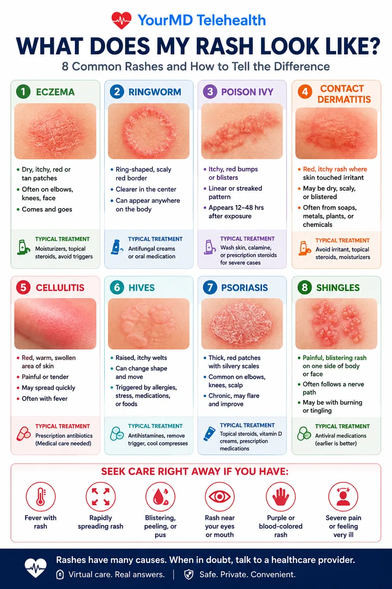 What Does My Rash Look Like? 8 Common Rashes infographic