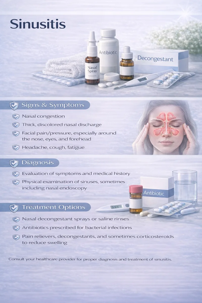 Sinusitis: Causes & Treatment infographic