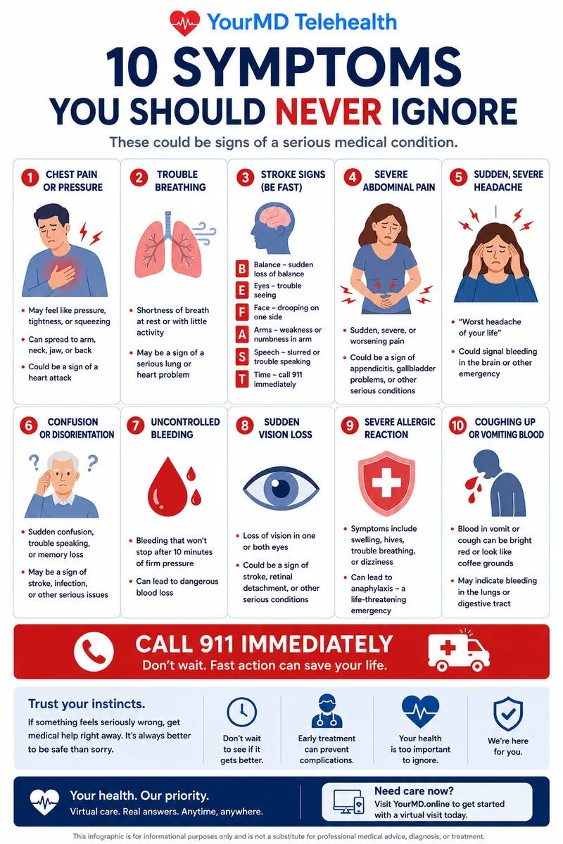 10 Symptoms You Should Never Ignore infographic